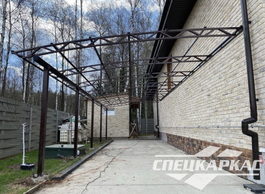 Навес из поликарбоната к дому | Пристенный навес из поликарбоната №2 - фото 972