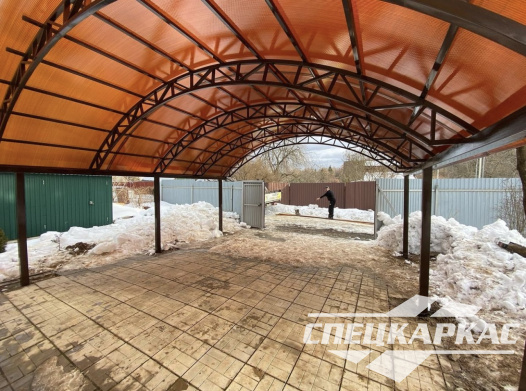 Арочный навес из поликарбоната для парковки двух автомобилей №6 - фото 1029