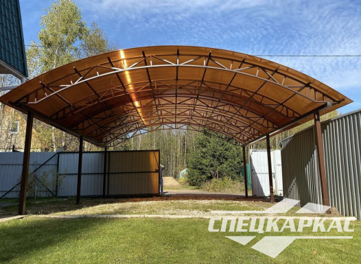 Навес на две машины из поликарбоната №85 - фото 1810