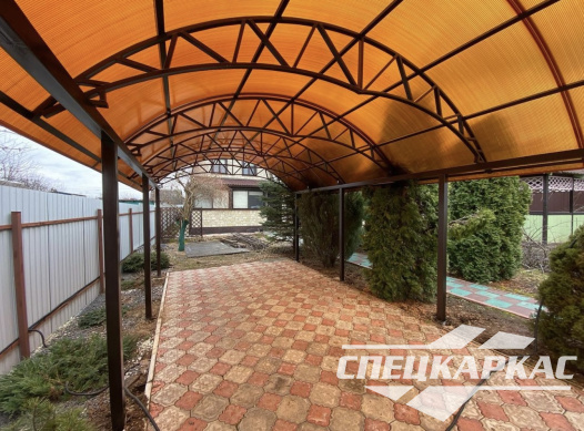 Арочный навес из поликарбоната для парковки двух автомобилей №5 - фото 1018