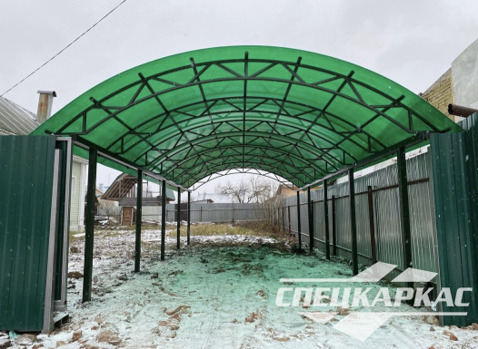 Навес для парковки двух автомобилей друг за другом №62 - фото 1576