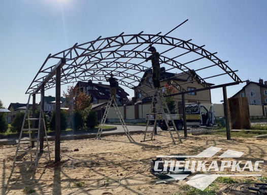 Усиленный навес из поликарбоната для двух автомобилей №88 - фото 1832