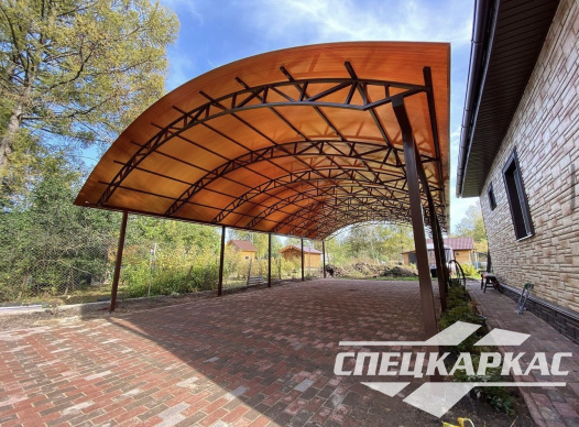 Навес на 4 машины из поликарбоната №87 - фото 1821