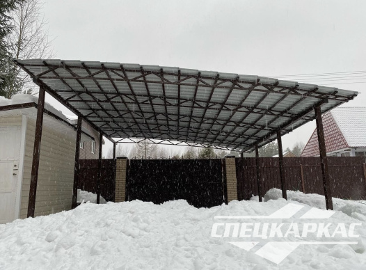 Навес из металлочерепицы на две машины №49 - фото 1441